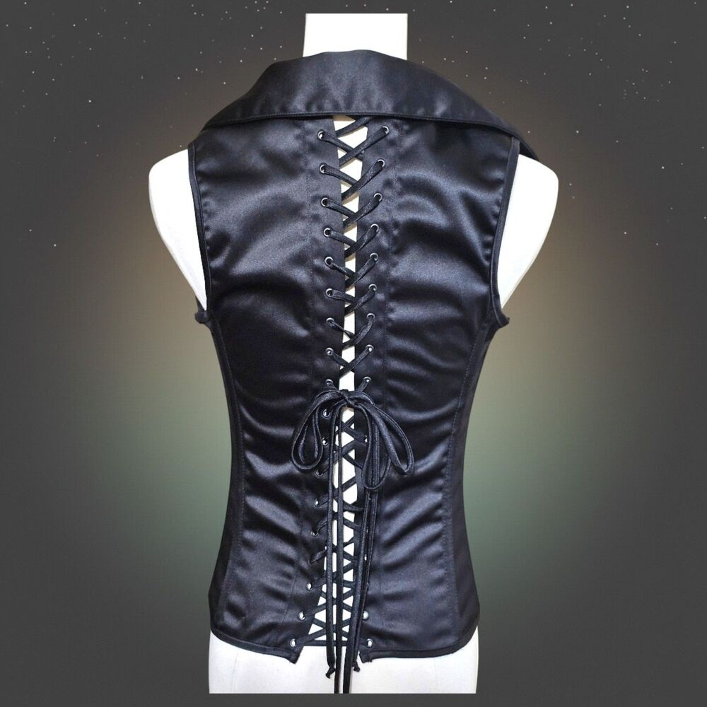 Shirley of Hollywood Wmns 34 Black Lace Up Corset Bustier Gothic Lingerie